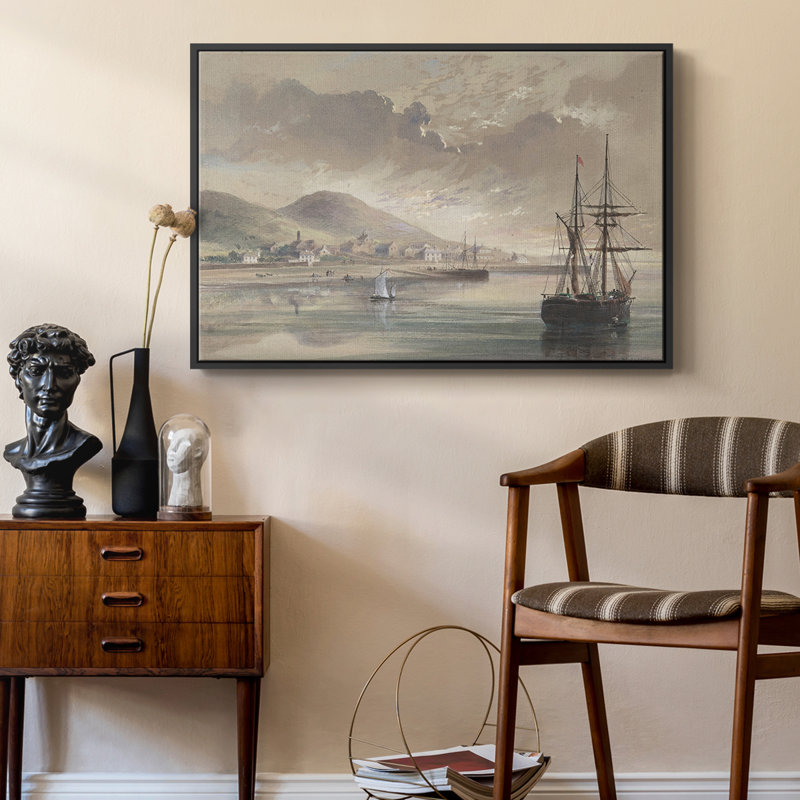 «Vintage Nautical Print-Cxxx» sur, Toile avec cadre flottant noir, H 27 po x l 41 po x P 2 po