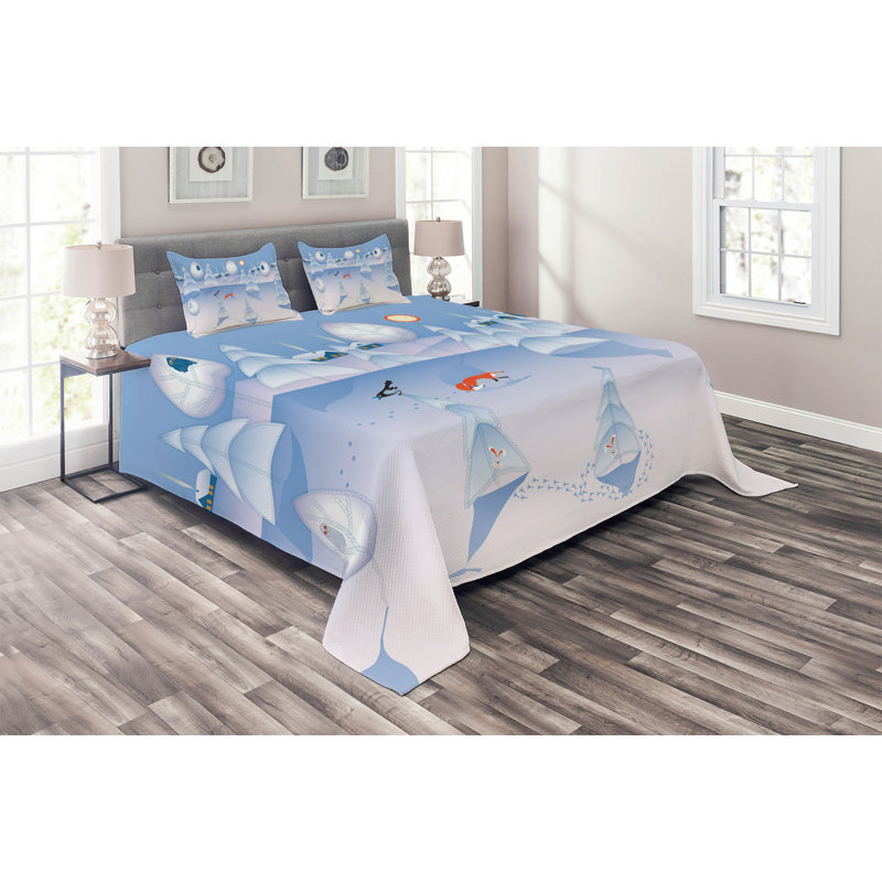Cartoon Polyester Coverlet, King Bedspread + 2 Shams