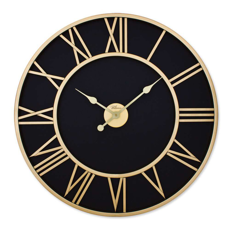 Elegant Decorative Metal Wall Clock, 30.0 x 30.0 Inches | Gold & Black Design, 90% Steel / 10% MDF | Silent Sweep Movement for Peaceful Living Spaces | Perfect for Home Décor & Modern Interiors
