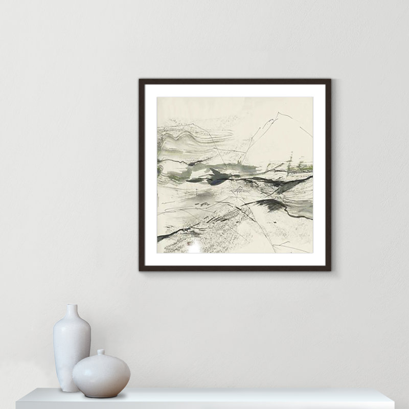 " Green Sketches " by PI Studio, H 27,5 po x l 27,5 po x P 1,25 po, Cadre en noyer
