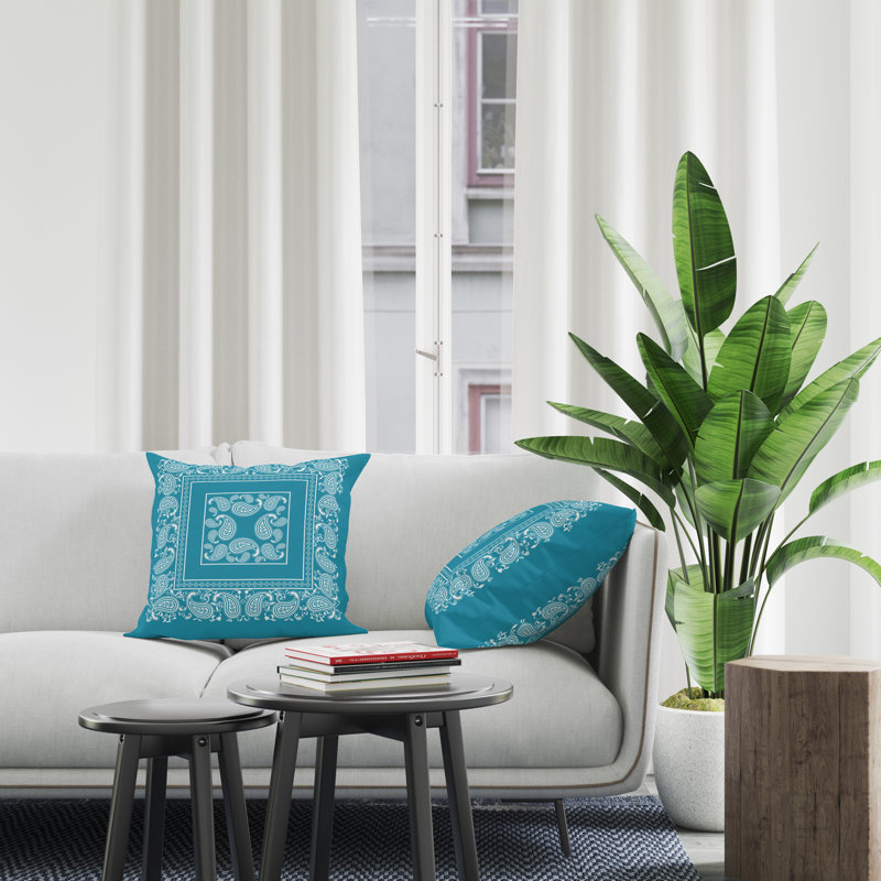 Housse et insert de coussin décoratif en polyester, L 15 po x H 15 po, Turquoise