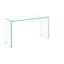 Console en verre, console en verre trempé transparent avec bureaux à bords arrondis, table de canapé