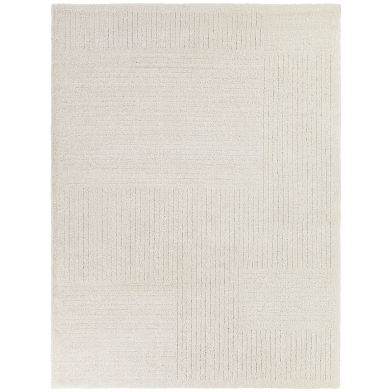 Tapis gris à rayures modernes Mace, Rectangle 5 pi 3 po x 7 pi