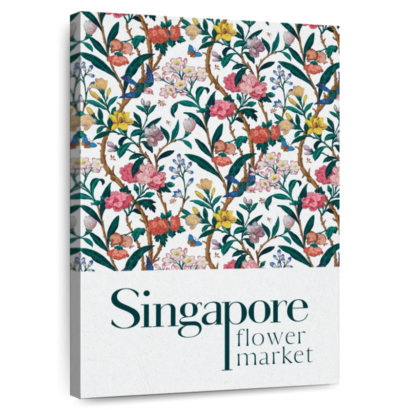 Affiche du marché aux fleurs de singapour, H 24 po x l 16 po