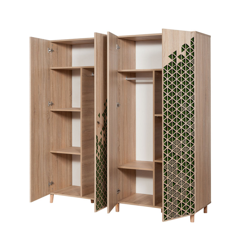 Armoire Allmon, Vert / chêne