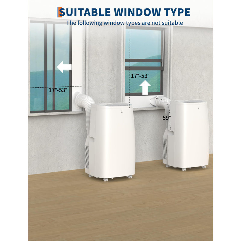 Climatiseur portatif 14 000 BTU climatiseur / ventilateur / déshumidificateur climatiseur 3-en-1 à courant alternatif 750 pieds carrés 24 heures pour le bureau de la chambre à coucher