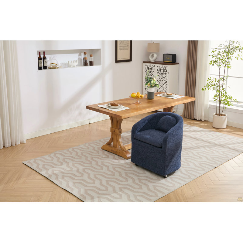 Ensemble de 1 fauteuil de salle à manger en chenille avec coussin de dossier et roues universelles