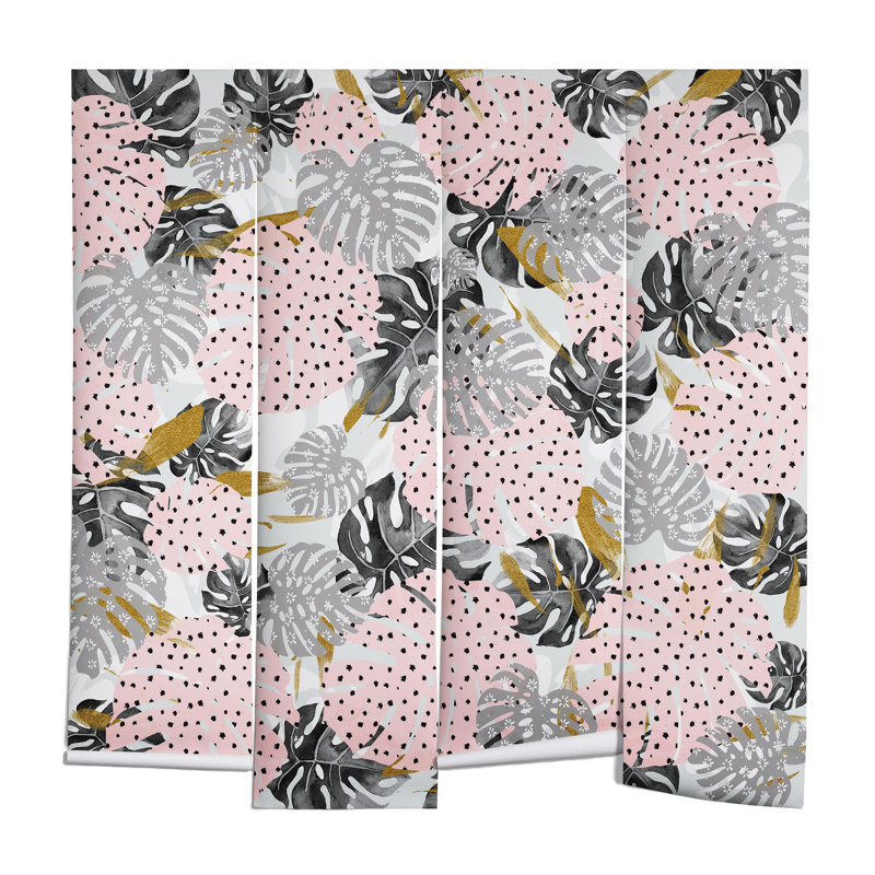 Murale Marta Barragan Camarasa Monstera, Rose, L 96 po x l 144 po