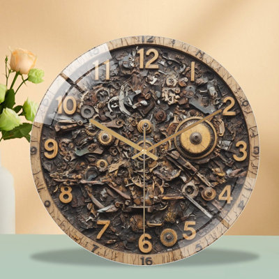 Horloge murale avec horloge murale en verre vortex Fiery