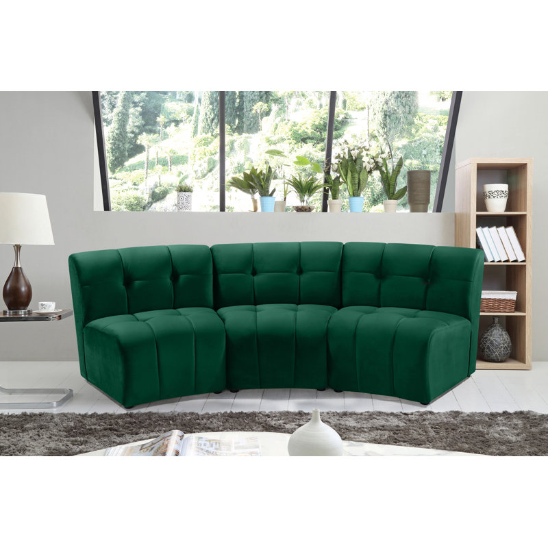 Jedson Velvet Sectional Symmetrical, Green Velvet