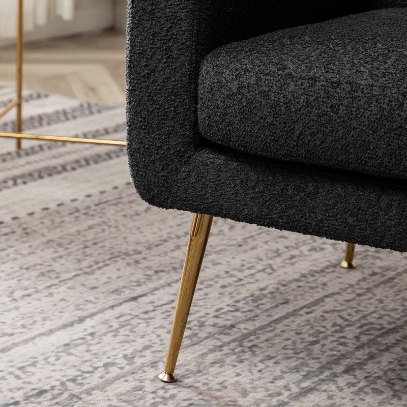 Fauteuil capitonné de 29 po de largeur Alixon, Bouclé noir