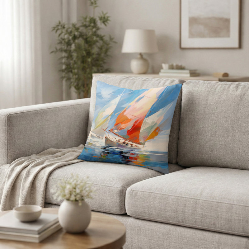 Coussin décoratif à motif de voilier - Fresin de voile abstrait Vents I Coussin décoratif imprimé, 16"H x 16"W