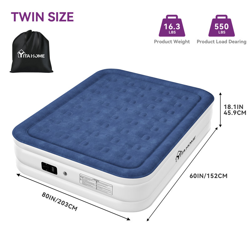 Balconera Air Mattress, Queen, Blue/White