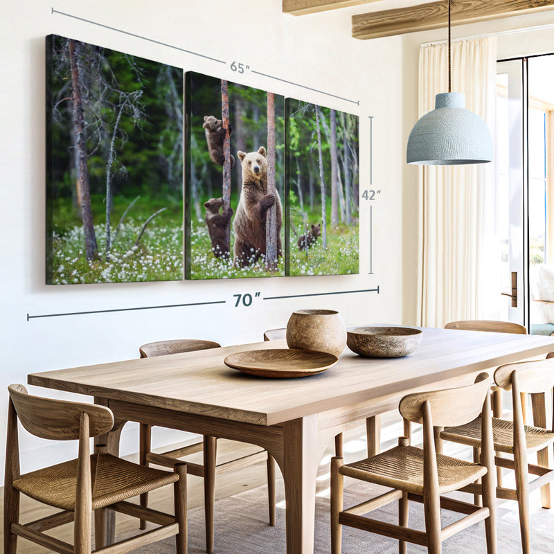 «Bears In Forest» sur, H 42 po x l 65 po 
