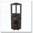 72" Tall Farmhouse Wine Cabinet with Barn Door, Home Bar with Acrylic Mirror & Glass Rack