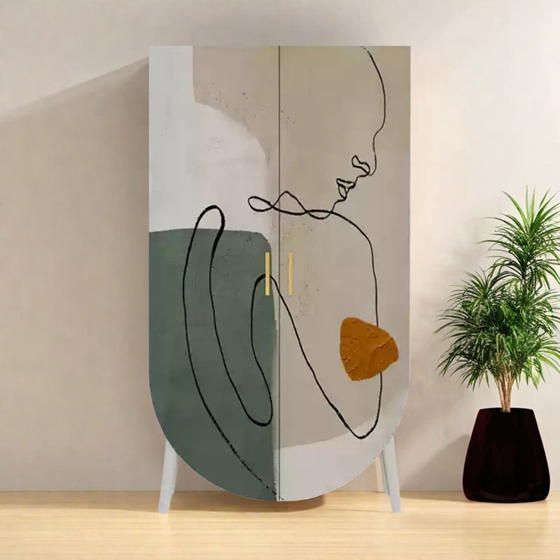 Armoire de rangement moderne à double porte, Vert / blanc ivoire