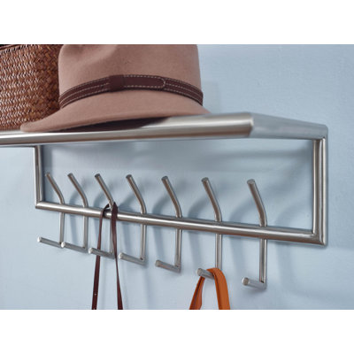 Jansen Steel 14 - Hook Wall Mounted Coat Rack with Storage