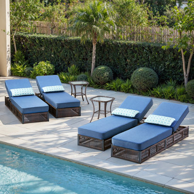 Clybourn Outdoor Patio Swimming Pool 4 Sets Of Adjustable Wicker Chaise Lounge Chair With Side Table by Latitude Run