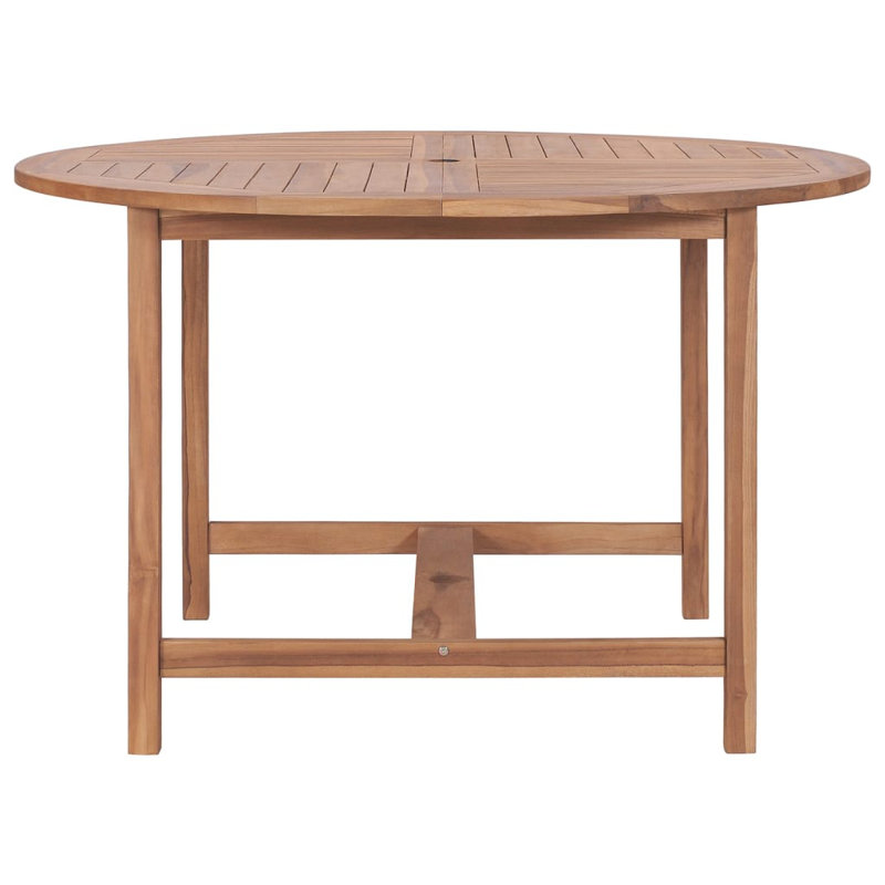 Hannedore Round Teak Solid Wood Outdoor with Umbrella Hole Dining Table, 75cm H x 110cm W x 110cm D