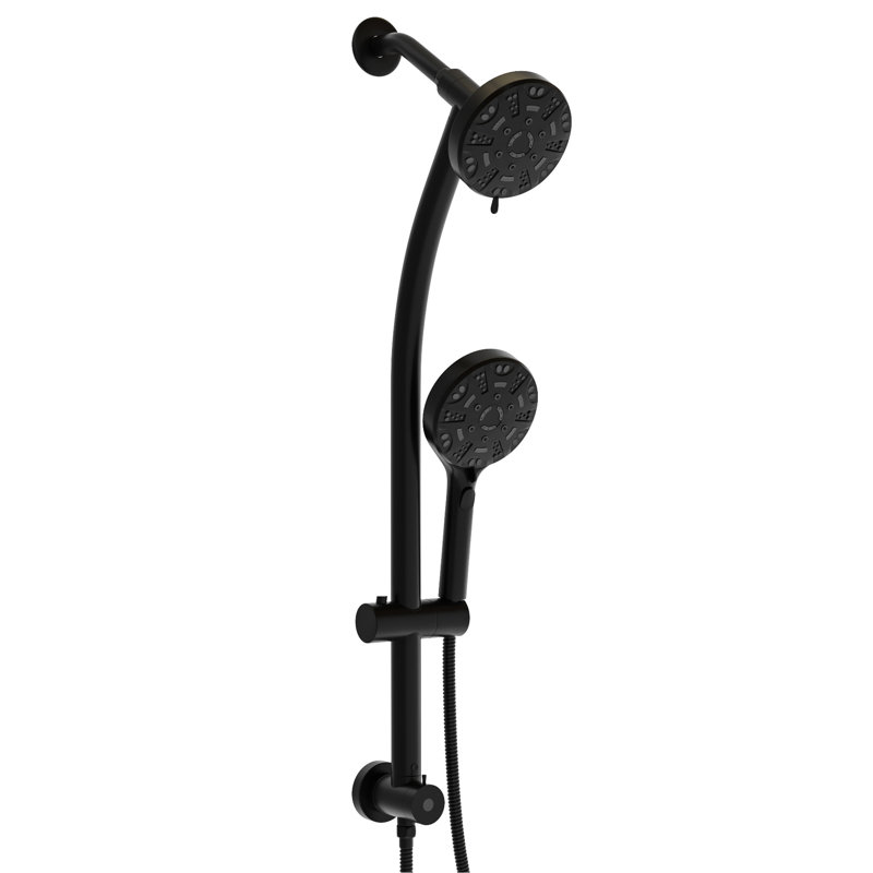 4.7" Rain Showerhead And 8 Handheld Shower, Matte Black, Adjustable Water Flow Kit Dual Shower Head With 8 Spray Settings, Stainless Steel Hose & Holder