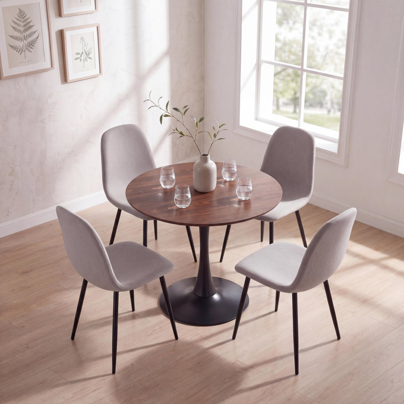 Modern Round Dining Table Set With 4 Chairs, Mid-Century Kitchen Table And Chairs Set For Small Spaces