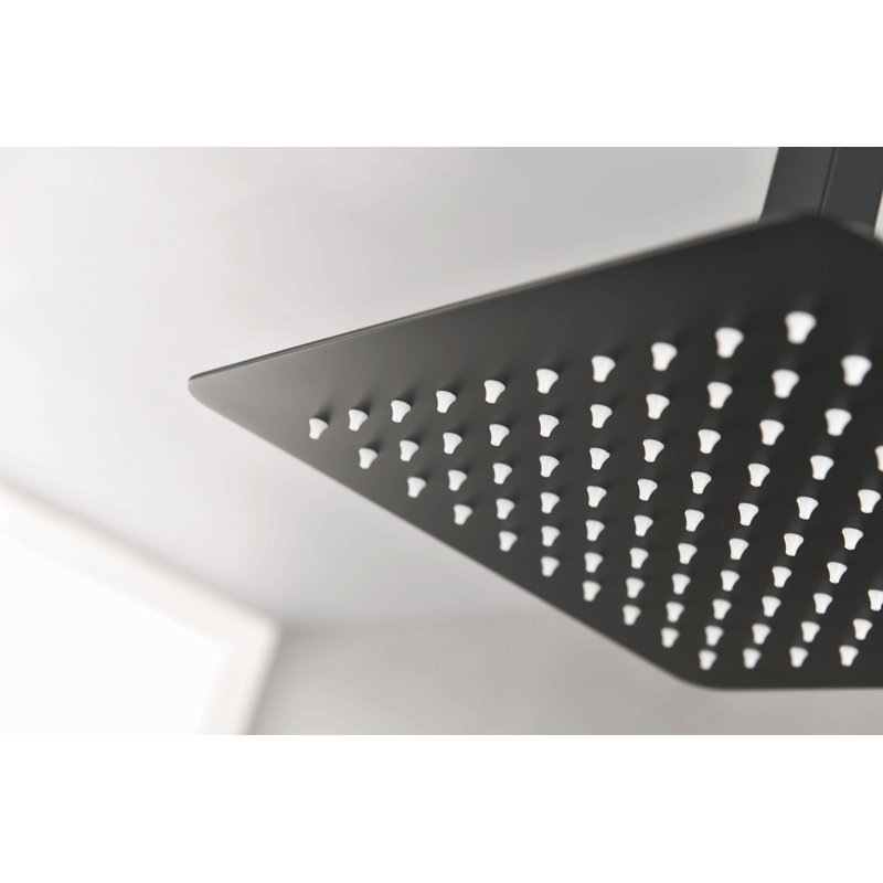 Pomme de douche à pluie haute pression, pomme de douche ultra-mince en acier inoxydable 304 avec buses autonettoyantes, revêtement complet du corps