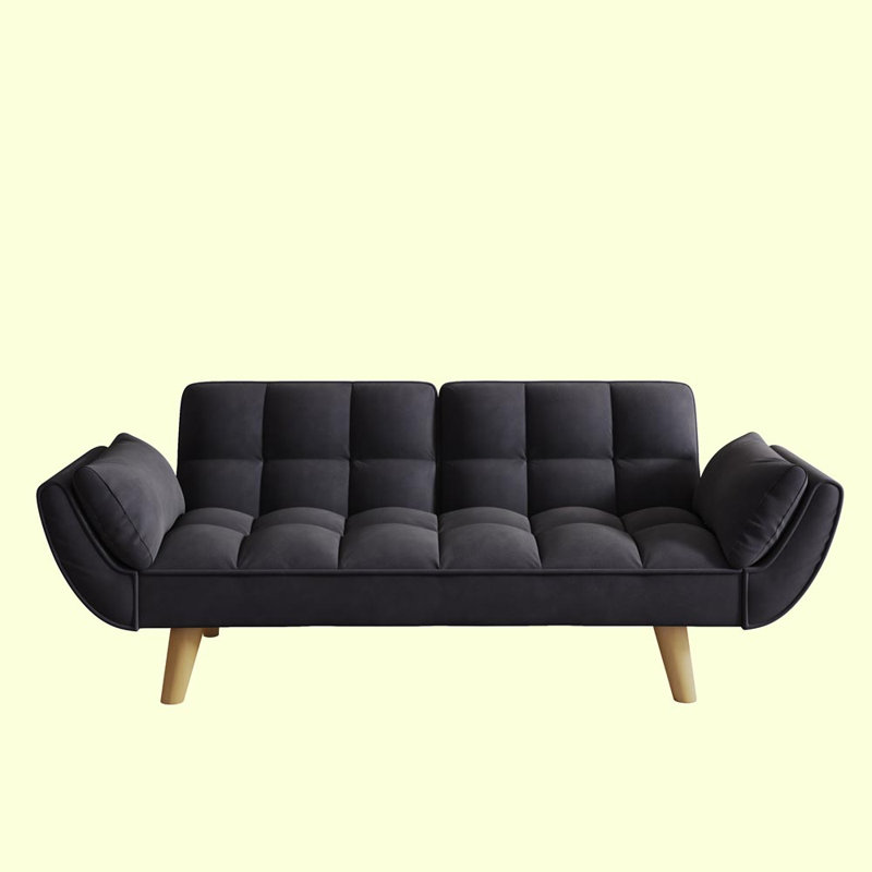 Kaura Upholstered 74'' Sofa, Black Polyester Blend