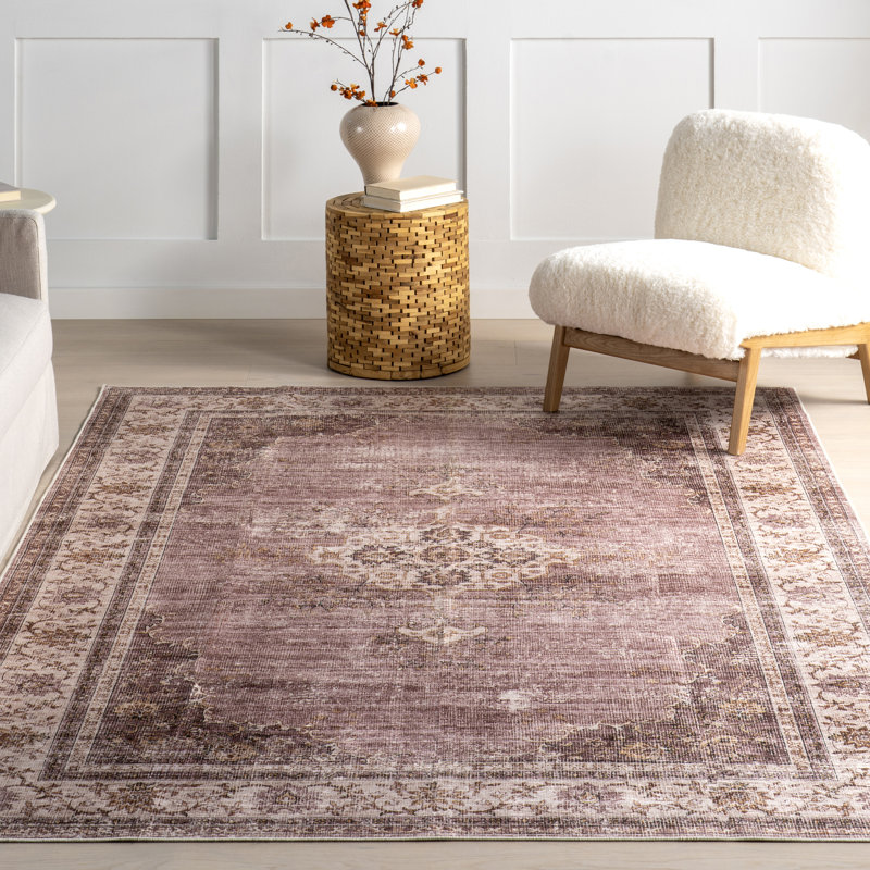 Starrucca SplashGuard Distressed Medallion Machine Washable Area Rug, Runner 2'6" x 8'