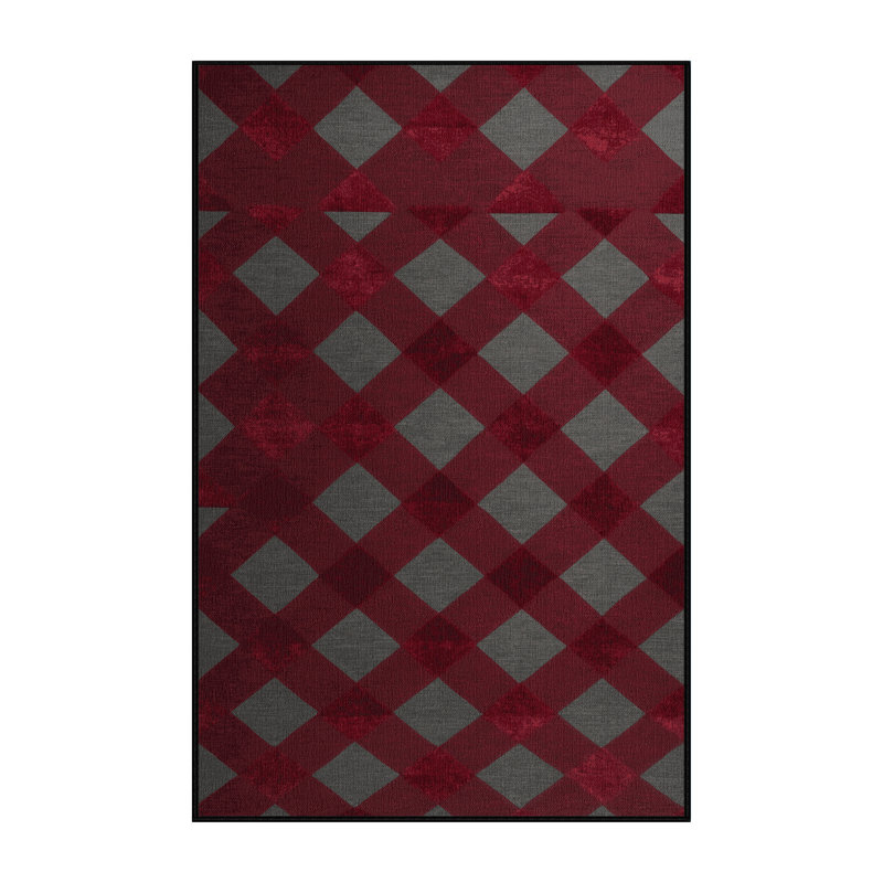 Machine Washable Checkered Red Area Rug, Rectangle 8' x 10'