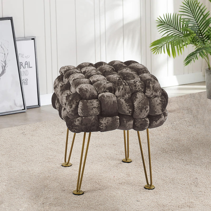 16" Wide Velvet Square Ottoman, Chocolate Velvet