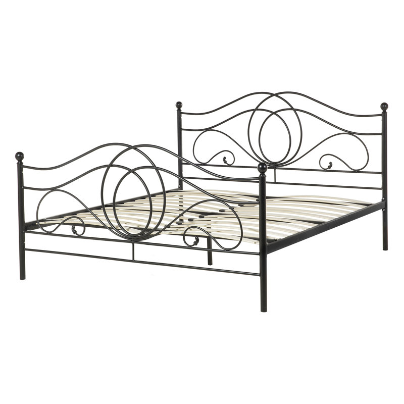 Corona Solid Wood Bed, Black, European Double (140 x 200cm)