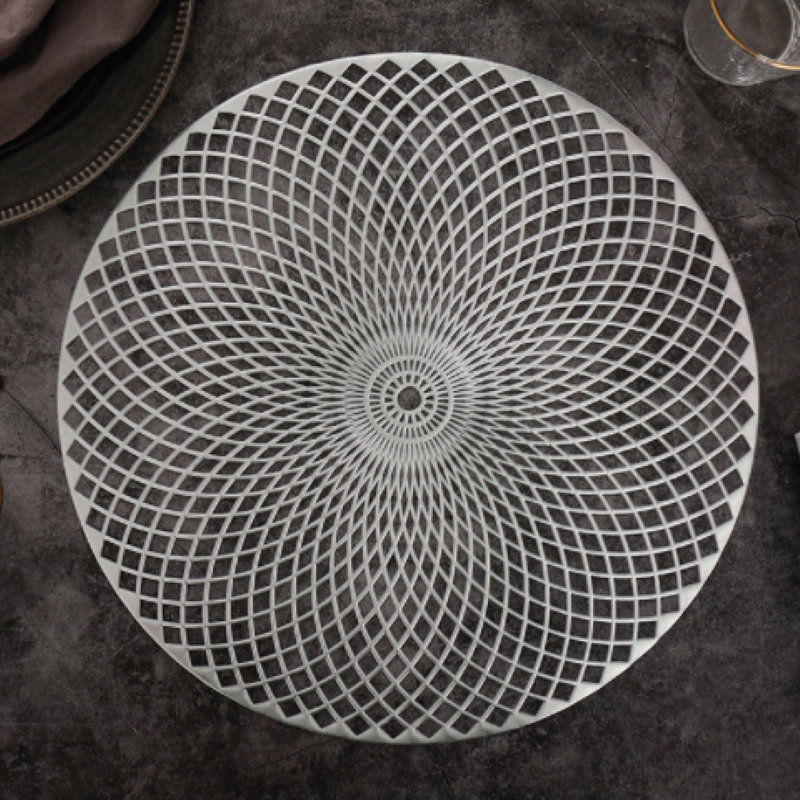 Calm Vinyl Geometric Round Placemat, Silver