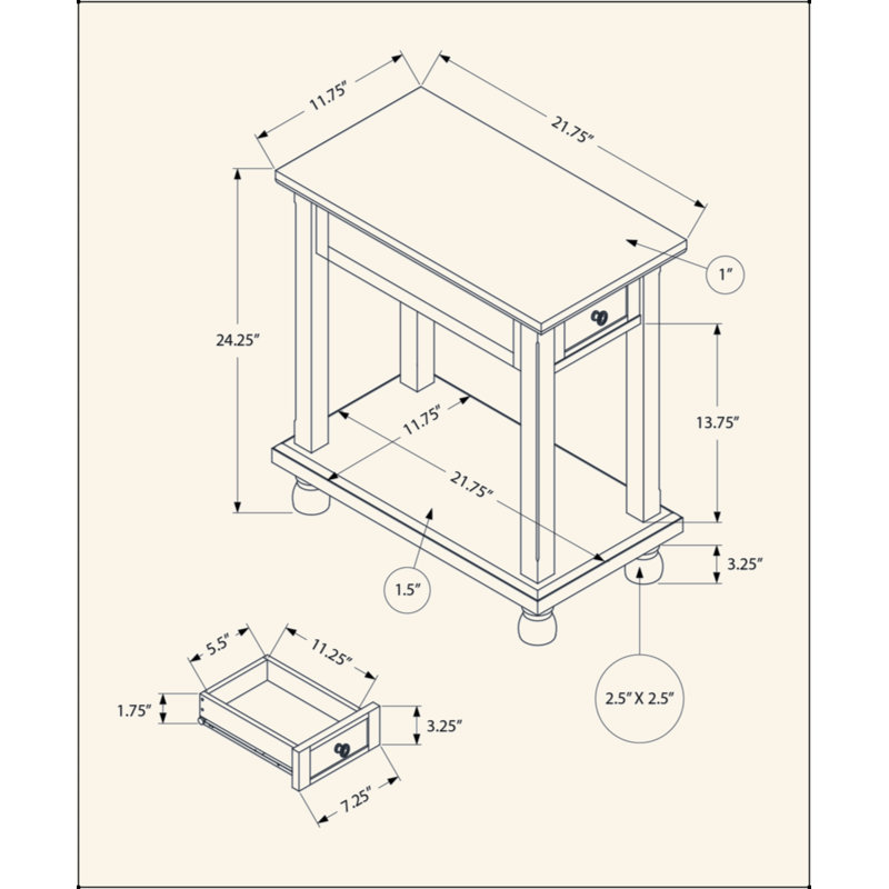 Table de chevet polyvalente en bois avec rangement et fonctionnalité pour la chambre à coucher et le salon