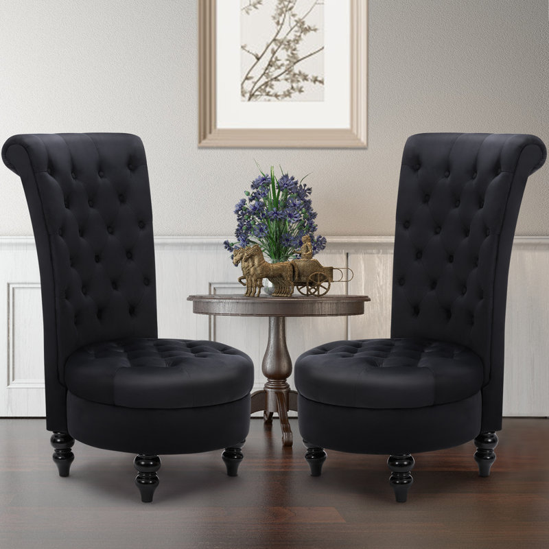 Annigje Velvet Side Chair, Black Velvet