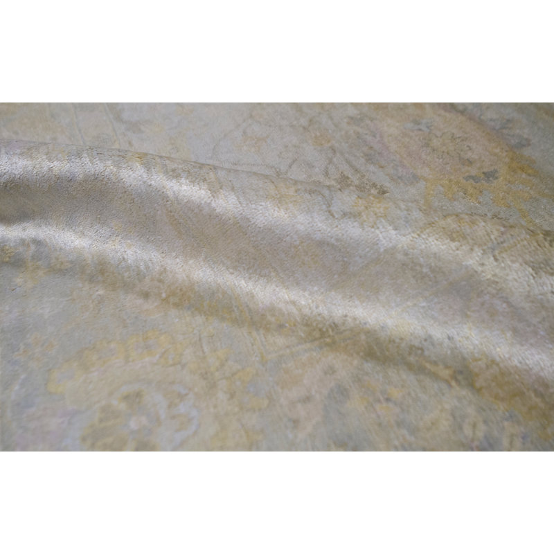 Silk Oriental Area Rug in Beige/Light Yellow