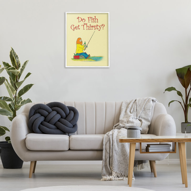 «Do Fish Get Thirsty Humor», estampe numérique, conception de Roger Straub, Estampe numérique encadrée blanc bord de mer