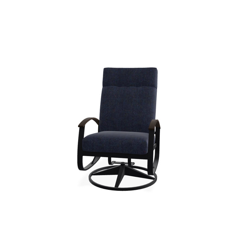 Chaise de patio pivotante avec coussins Askar, Noir texturé, Spectre indigo Sunbrella®, Kona P10