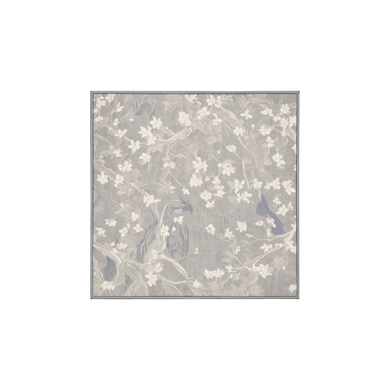 Machine Washable Gray Area Rug, Square 4'