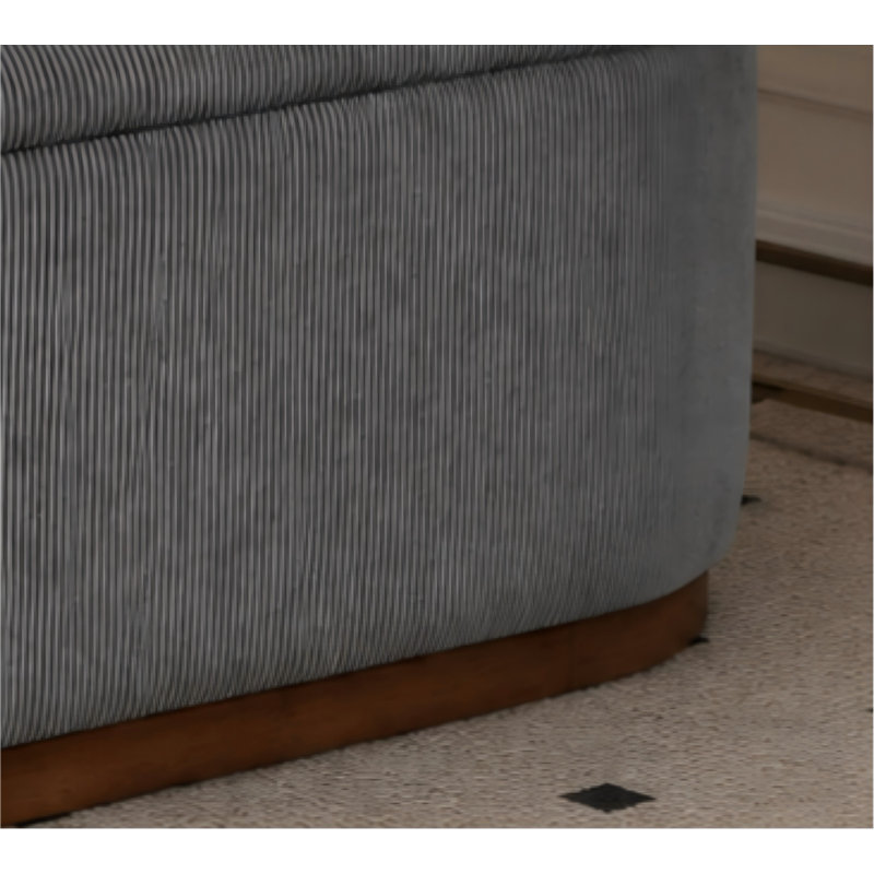 Banc de rangement en velours côtelé gris avec rembourrage en mousse haute résilience et compartiment de rangement spacieux à rabat - une solution polyvalente pour les chambres à coucher et les vestibules.