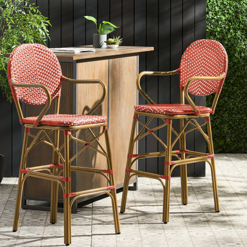Extérieur et aluminium français, rouge, siège de 29,5 po, rouille, jardin et partie de 2 pour utilisation, aluminium, preuve, caractéristique