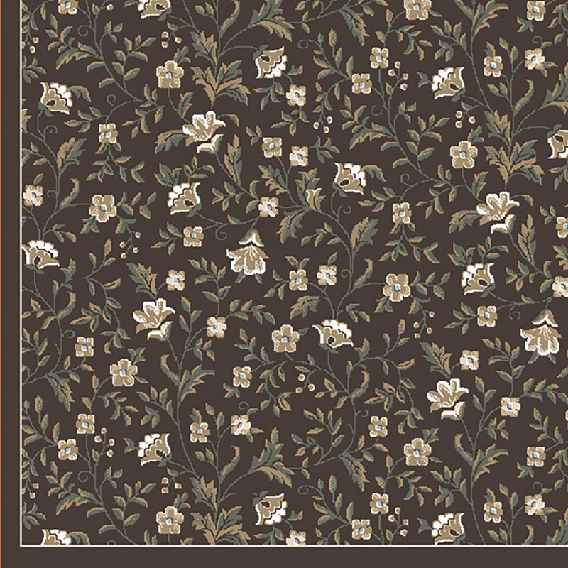 Tapis décoratif à motif floral en brun ackermanville, Rectangle 5 pi 3 po x 7 pi 3 po