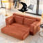 Canapé avec causeuse avec mousse à mémoire de forme et structure en acier - sans assemblage, conception convertible 2-en-1, tissu en velours côtelé - canapé compact pour les petits espaces, les appartements, le bureau à domicile et la chambre à coucher (orange)