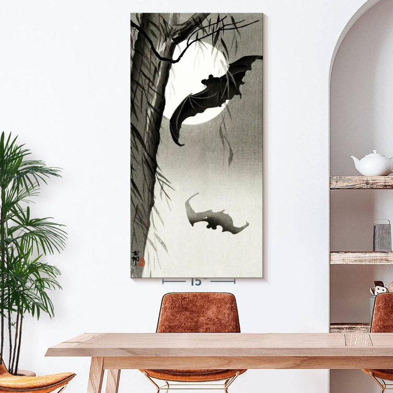 Chauves-souris et pleine lune, H 54 po x l 27 po