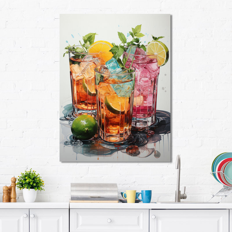 Hykeem Food Cocktail A Glamour I, H 44 po x l 34 po x P 1,5 po, Toile tendue