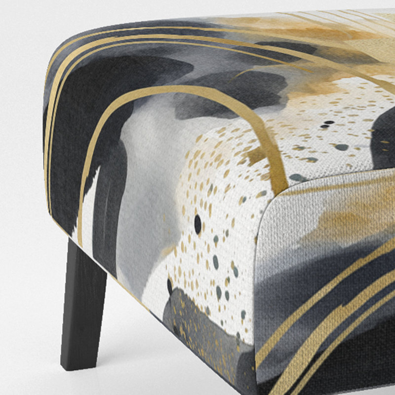 Fauteuil de chambre à motif pastel abstrait avec taches bleues noires et dorées III