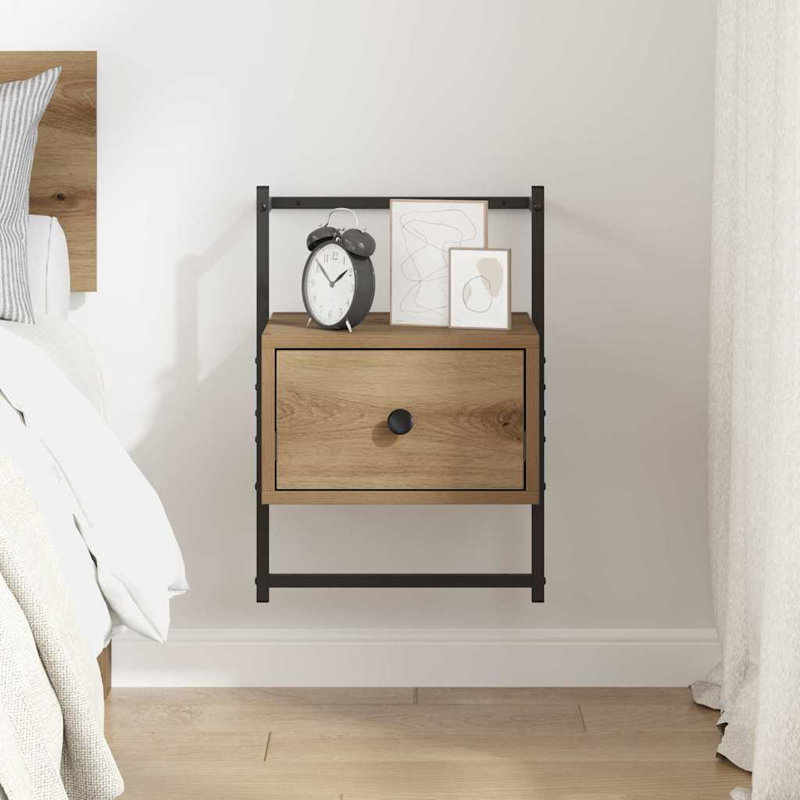35cm W Manufactured Wood Bedside Table, Artisan Oak