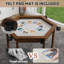 Table de jeu de société - plateau amovible, 6 joueurs, hexagone, porte-gobelets - brun rustique