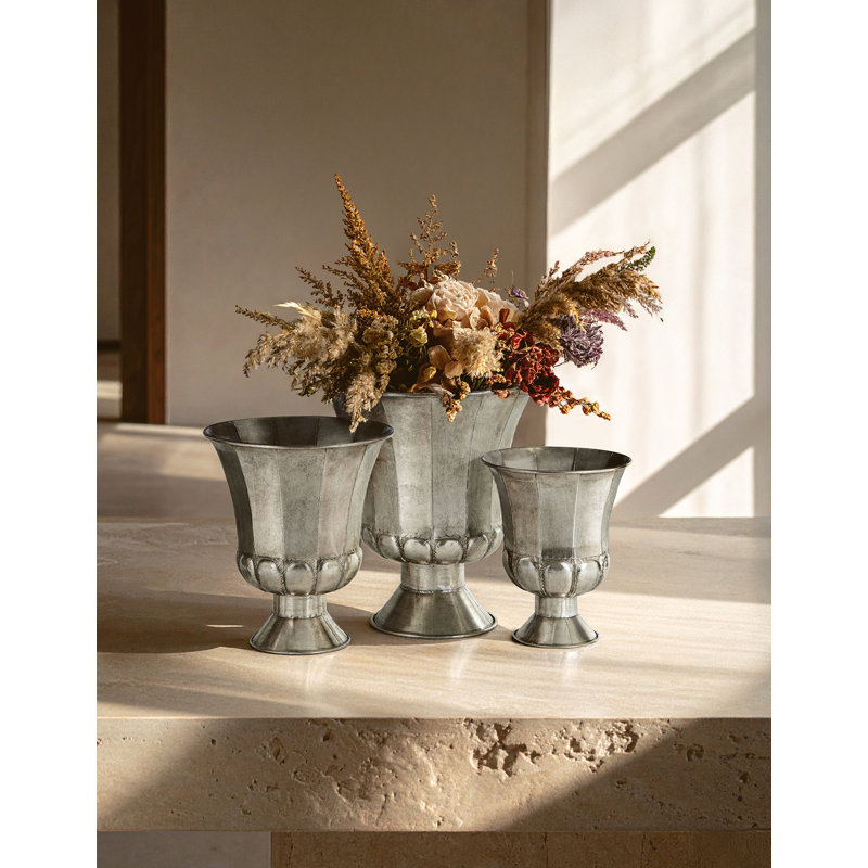 Jitendra Metal Urn Planter, Silver