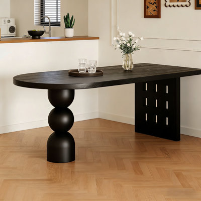 French Retro and Simple Black Dining Table