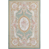 Hand-Knotted High-Quality Green and Ivory Area Rug